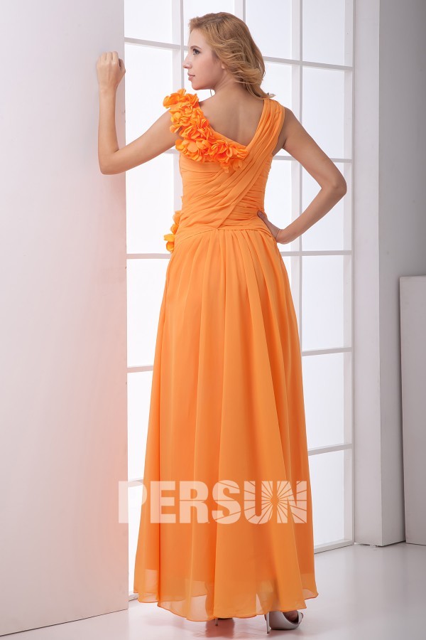 Shining V neck Ruched Handmade Flowers Chiffon Formal Bridesmaid Dress