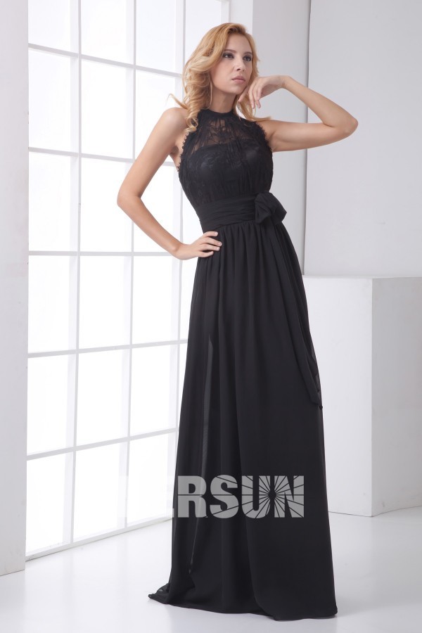 Delicate Halter Backless Ruched Lace Chiffon Evening Dress