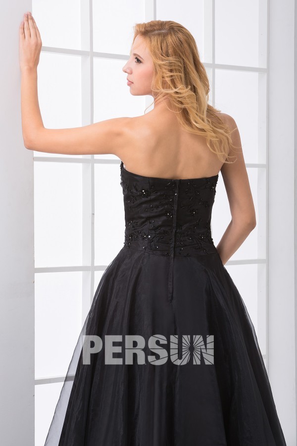 Exquisite Appliques Strapless Ankle Length Organza Formal Dress