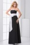 Simple Strapless Bowknot Black and White Chiffon Formal Bridesmaid Dress