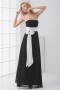 Simple Strapless Bowknot Black and White Chiffon Formal Bridesmaid Dress
