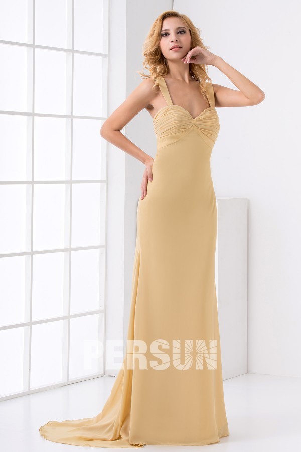 Sexy Backless Straps Sweetheart Ruched Chiffon Formal Bridesmaid Dress
