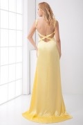 Sexy Backless Straps Elastic Woven Satin Evening Dress