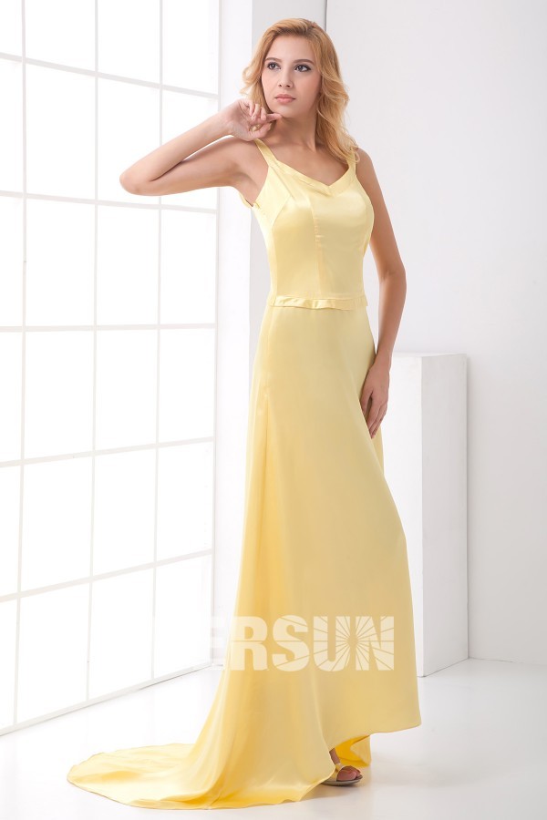 Sexy Backless Straps Elastic Woven Satin Evening Dress
