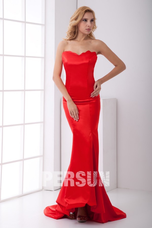 Sweetheart Mermaid Elastic Woven Satin Red Evening Dress