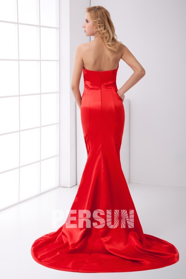 Sweetheart Mermaid Elastic Woven Satin Red Evening Dress