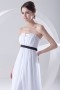 Plain Strapless Pleated Sash Empire White Chiffon Formal Bridesmaid Dress