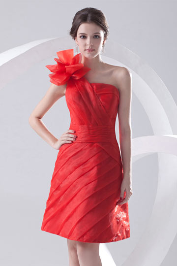 Aldershot Handmade Flower One Shoulder Red Bridesmaid Gown Persun