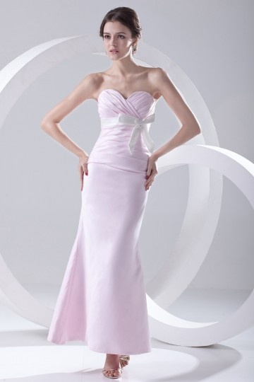 Alford Strapless Bowtie Pink Mermaid Annkle Length Bridesmaid Gown Persun