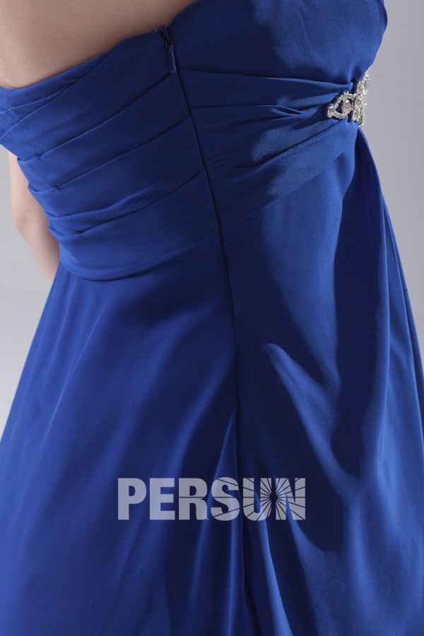 Sexy Jeweled Blue Chiffon Strapless Short Cocktail Dress