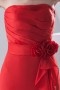 Strapless Ruffles Flowers Red Chiffon Formal Bridesmaid Dress