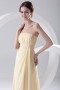 Elegant Beaded Strapless Yellow Chiffon Formal Bridesmaid Dress