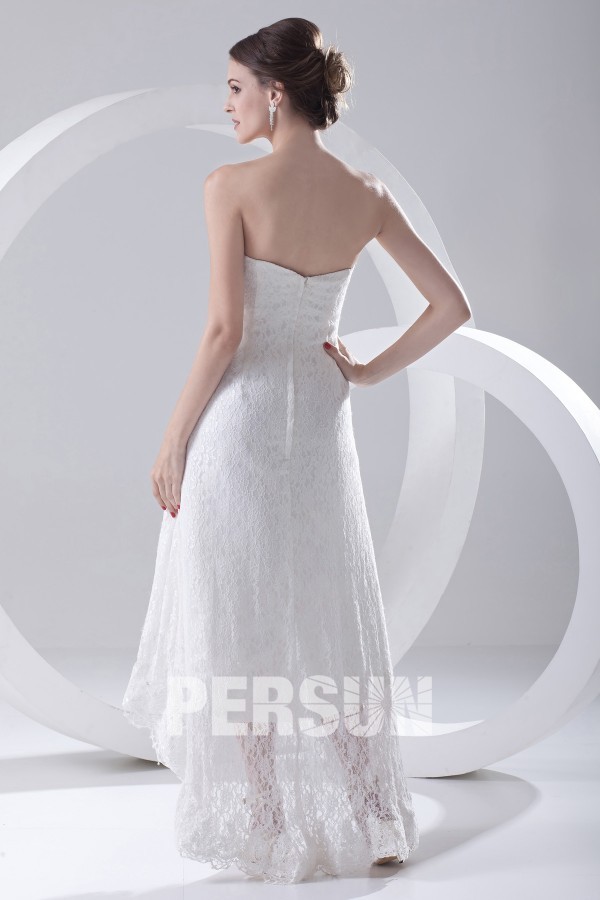 Elegant Strapless High low Lace Formal Gown Persun