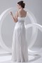 Chic V Neck Satin White Sequins Long Formal Bridesmaid Dress