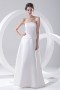 Simple Strapless White Satin Formal Bridesmaid Dress