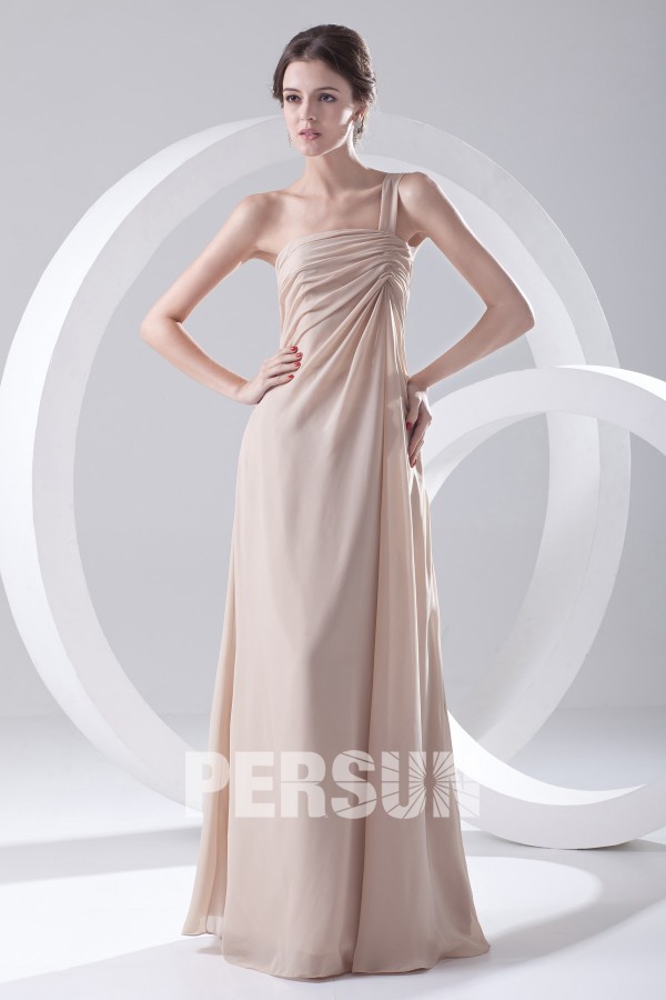Simple One Shoulder Ruched Chiffon Formal Bridesmaid Dress