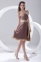 Elegant Bow Strapless Satin Knee length Formal Bridesmaid Dress