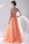 Jeweled Strapless Beaded Empire Orange Organza School Formal Dress