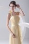Halter Ruched Empire Yellow Strapless Chiffon Formal Bridesmaid Dress