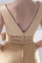 Bowknot Ruched V neck Satin Knee Length Formal Bridesmaid Dress