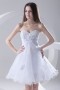 Strapless Appliques Beaded White Organza Short Cocktail Dress