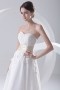 Strapless Appliques Beading Tea Length Chiffon Formal Gown
