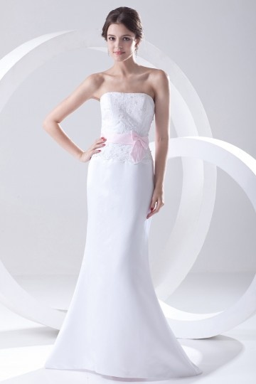 Easingwold Strapless Beaded Mermaid Wedding Gown With A Pink Bow Persun
