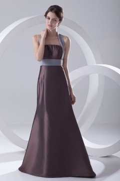 Halter Wraped Ruched Taffeta Formal Bridesmaid Dress