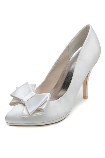 Elegant Satin White Shoes For Brides