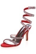 Sexy rote Sandaletten für Ball mit Strass Spiral Schuh
