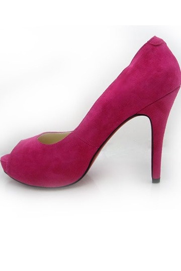 Fuchsia Suede Peep Toe Platform High heels