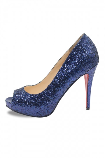 Navy Glitter Open Toe Platform High heels