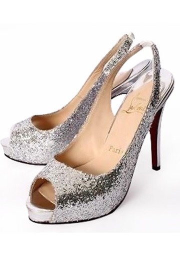 Sliver Sequins Sling Back High heels