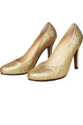 Gold Glitter Round Toe High heels