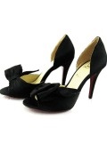 Black Bow Crepe Satin High heels