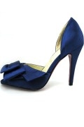 Blue Bow Crepe Satin High heels