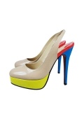 Nude Slingback Color Block Sole High heels