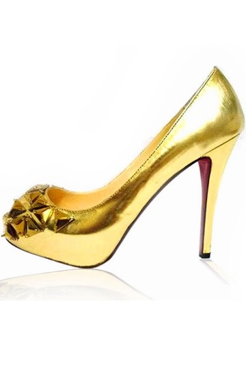 Golden Bling Patent Leather Open Toe High heels