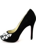 Exquisite Black Suede White Crystal High heels