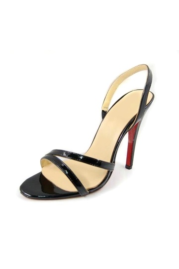 Black Strappy Patent Leather Sandals