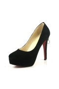 Black Suede Back Zip Platform High heels