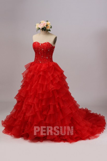 Soldes robe de mariée rouge taille 40 dos laçage expédié en 24H
