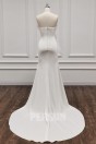 Doriane : Elégante robe de mariée bustier drapé minimalisme crêpe ivoire