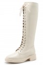 Bottes martin hautes au genou noires à lacet talon plat