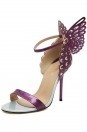 Sandale violette ornée de papillon ajouré à talon aiguille