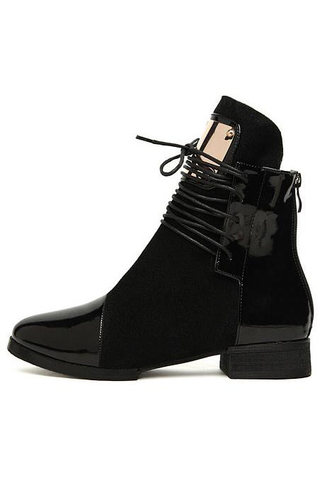 bottines bi matière noires avec lacets