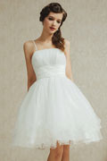 Elegantes Knielanges weißes Brautjungfernkleider aus Tüll