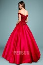 Robe de mariée rouge princesse épaule dénudé haut fleuri