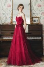 Robe mariée rouge bordeaux bohème 2020 avec ceinture velours
