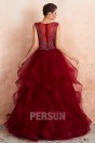 Jina : Robe de mariée princesse 2020 rouge vin jupe fantaisie